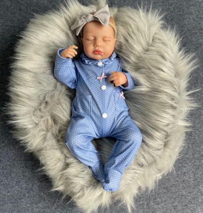 Sleeping Girl Reborn Doll in Blue Dress