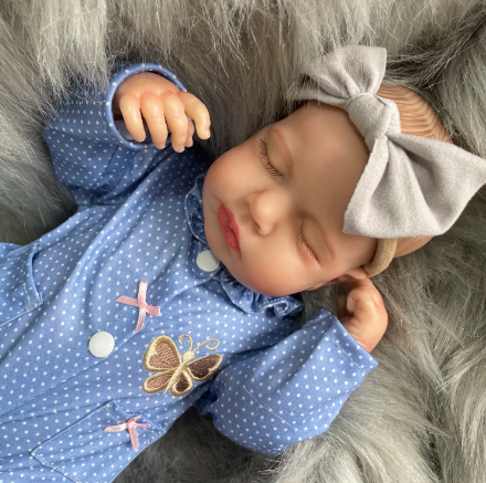 Sleeping Girl Reborn Doll in Blue Dress