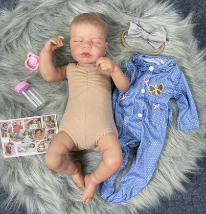 Sleeping Girl Reborn Doll in Blue Dress