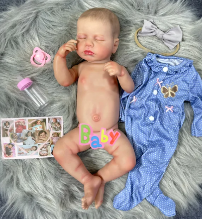 Sleeping Girl Reborn Doll in Blue Dress