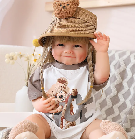 Reborn Girl Doll with Curly Brown Hair