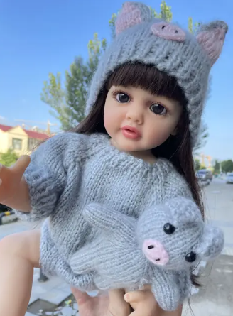 Reborn Girl Doll with Curly Brown Hair
