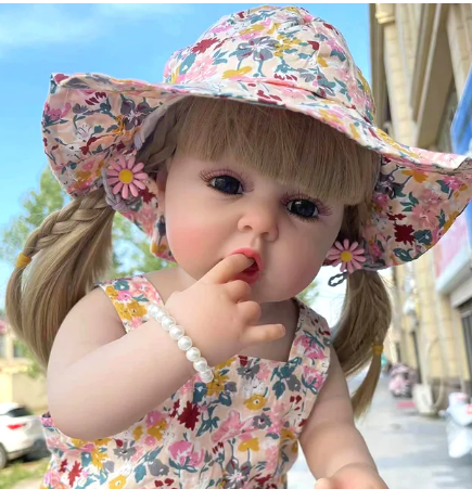 Reborn Girl Doll with Curly Brown Hair