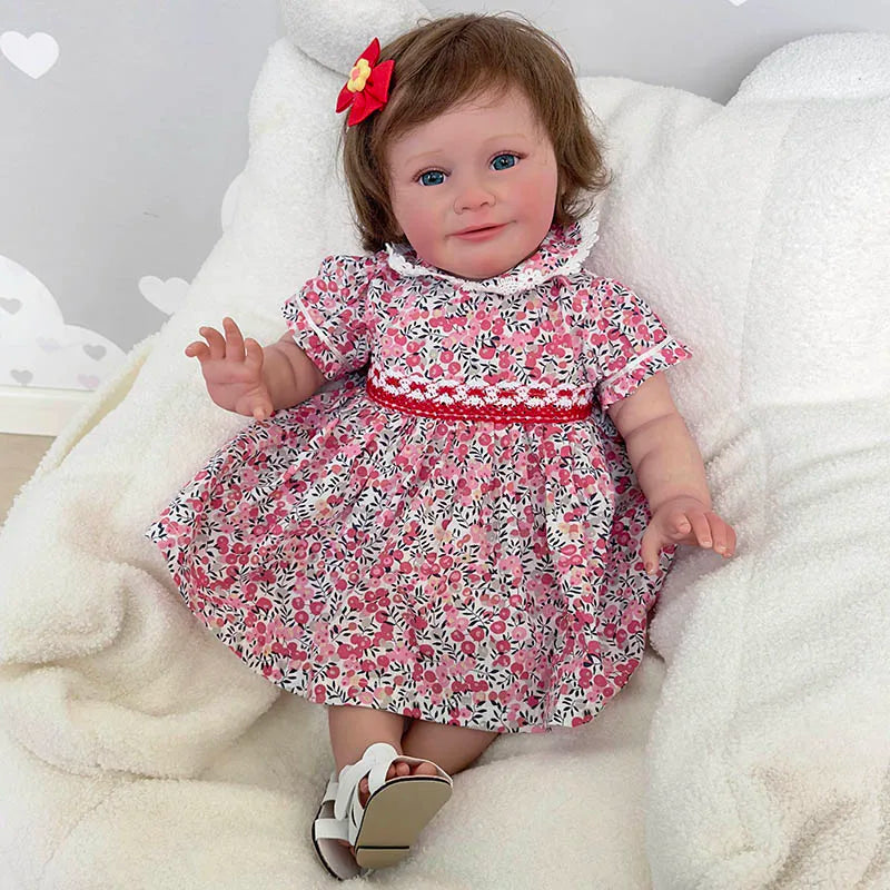 Zoe: 24-Inch Handmade Silicone Reborn Baby Girl Doll with Hand-Rooted Hair