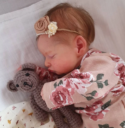 Sleeping Reborn Baby Doll Girl Rosalie with Brown Hair