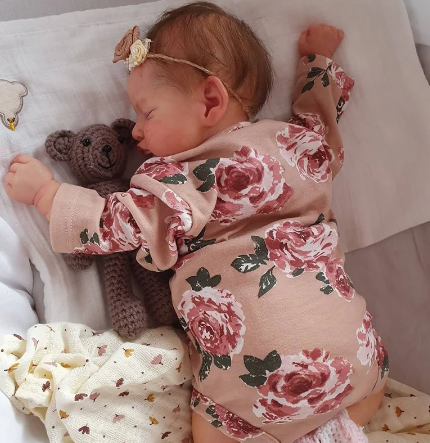 Sleeping Reborn Baby Doll Girl Rosalie with Brown Hair