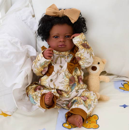 Lanny: 20-Inch African American Reborn Baby Doll with Hand-Rooted Hair – A Cherished Companion