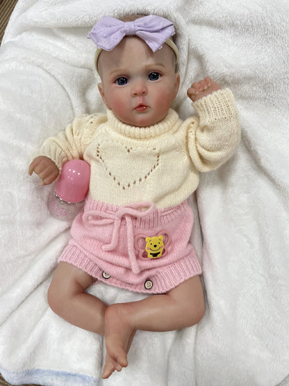Lia – 19-Inch Sweet Reborn Baby Doll with Blue Eyes & Soft Cuddly Body