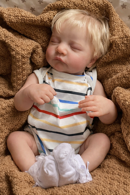 Noa – 20-Inch Sweet Sleeping Reborn Baby Doll with Hand-Rooted Blonde Hair