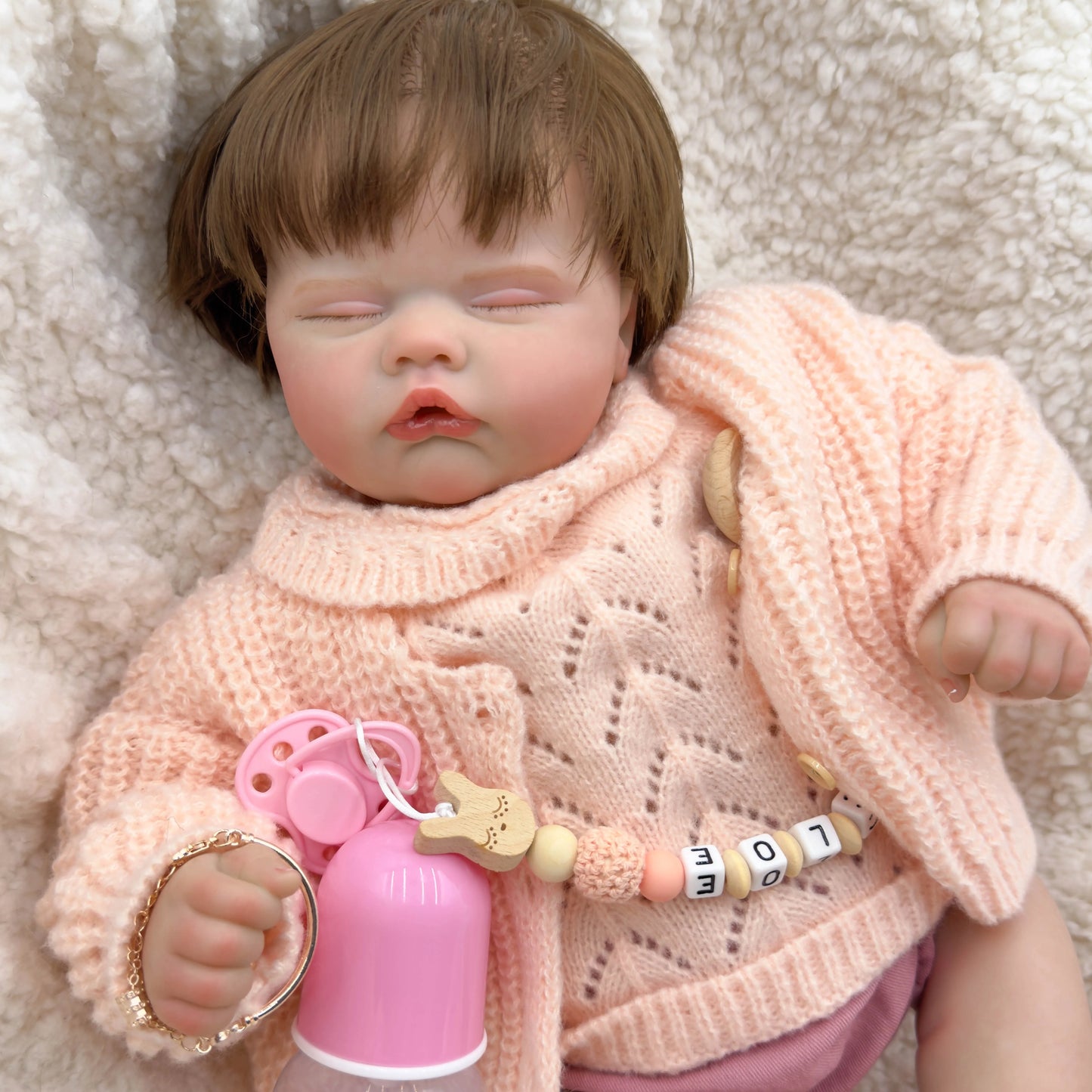 Quinbee: 19-Inch Lifelike Newborn Reborn Baby Doll with Hand-Rooted Hair