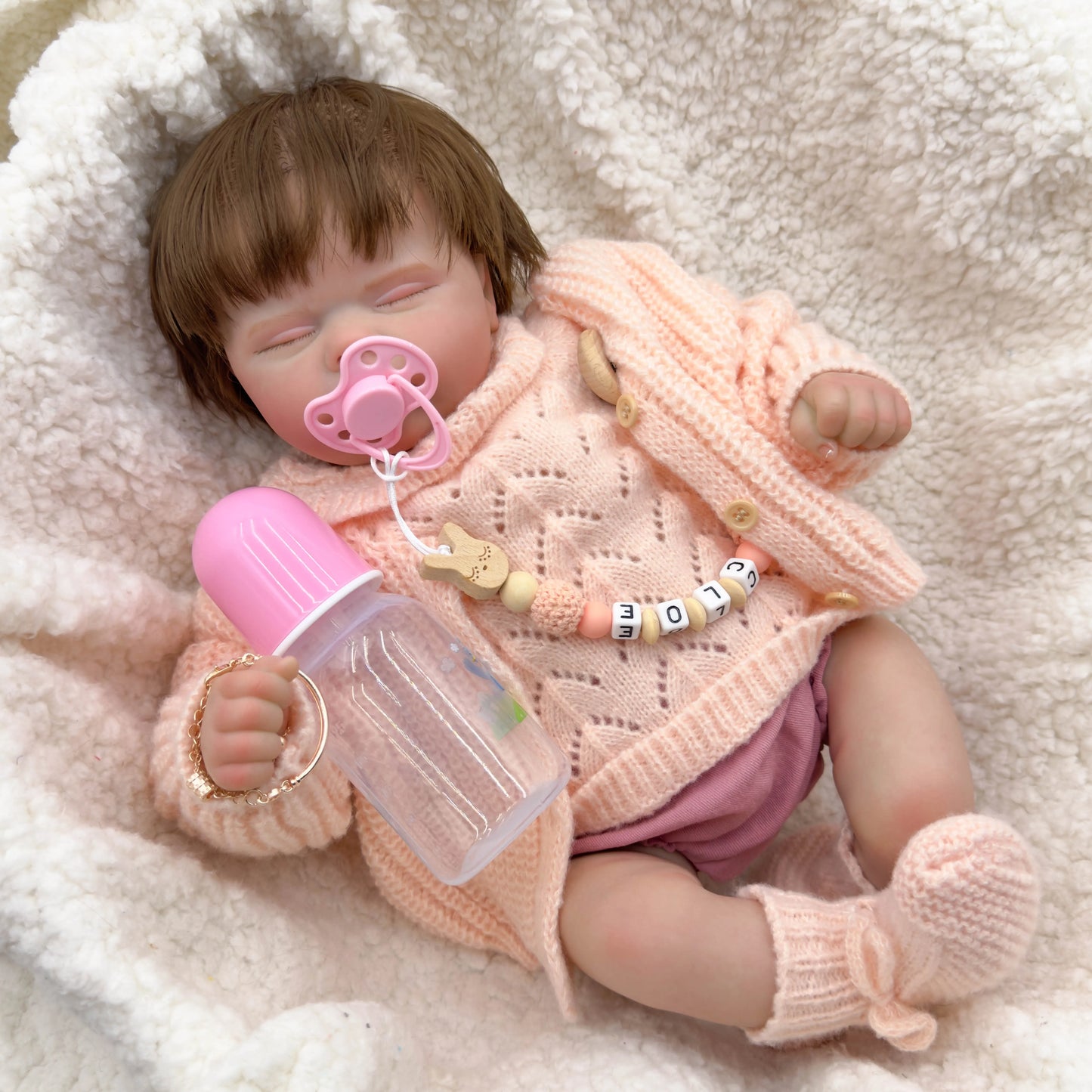 Quinbee: 19-Inch Lifelike Newborn Reborn Baby Doll with Hand-Rooted Hair