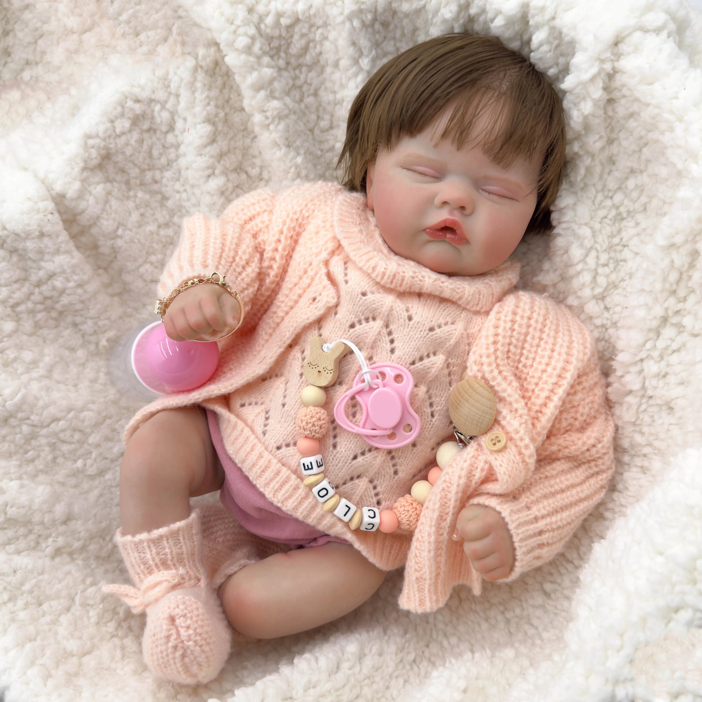 Quinbee: 19-Inch Lifelike Newborn Reborn Baby Doll with Hand-Rooted Hair