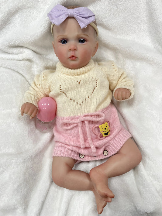 Lia – 19-Inch Sweet Reborn Baby Doll with Blue Eyes & Soft Cuddly Body
